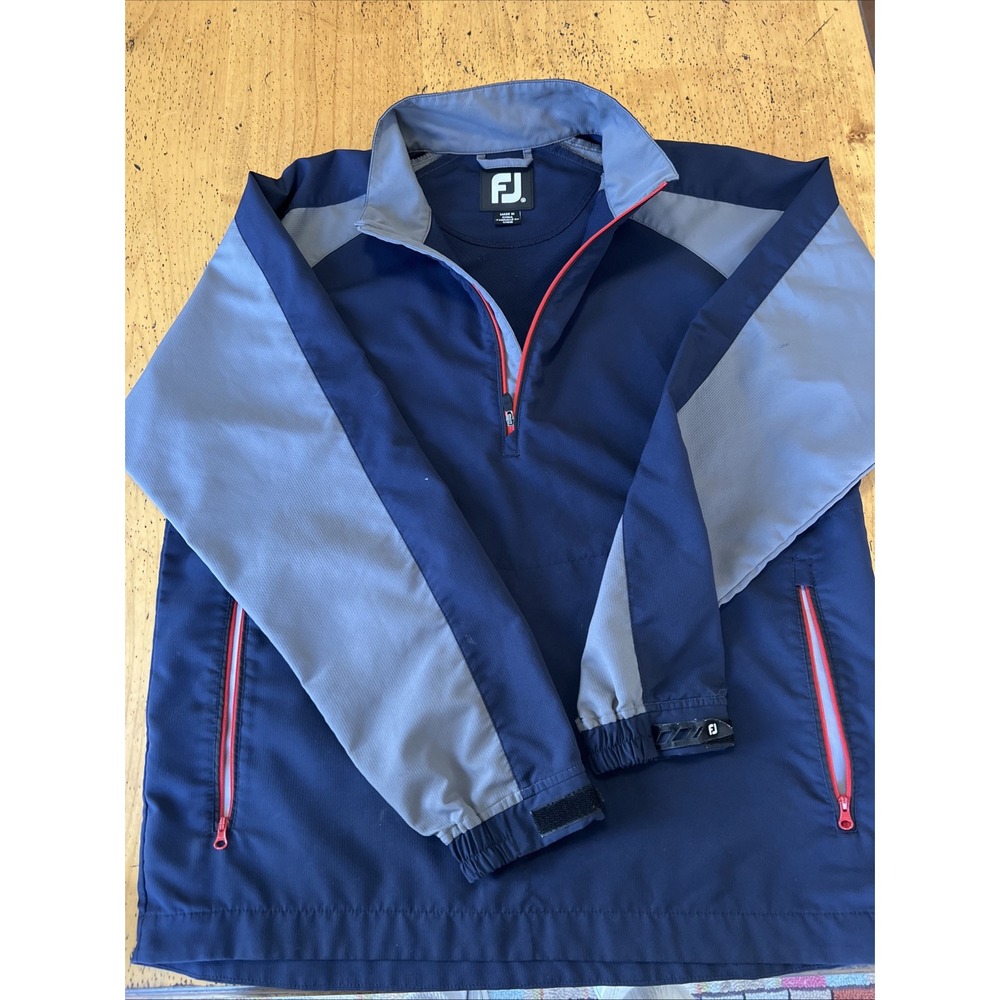FootJoy Jacket Mens M Navy Golf Half Zip Windbreaker Polyester Shell Athletics